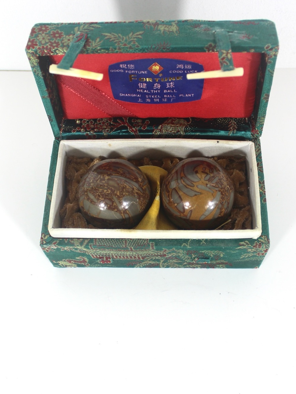 Vintage Chinese Shi-lou Stone Stress Balls or Boading Baoding Balls Pair or Set